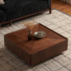 Square Walnut Coffee Table for Living Room.