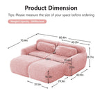 Pink Modular Plush Sofa - No Assembly, Non-slip, With Ottoman.