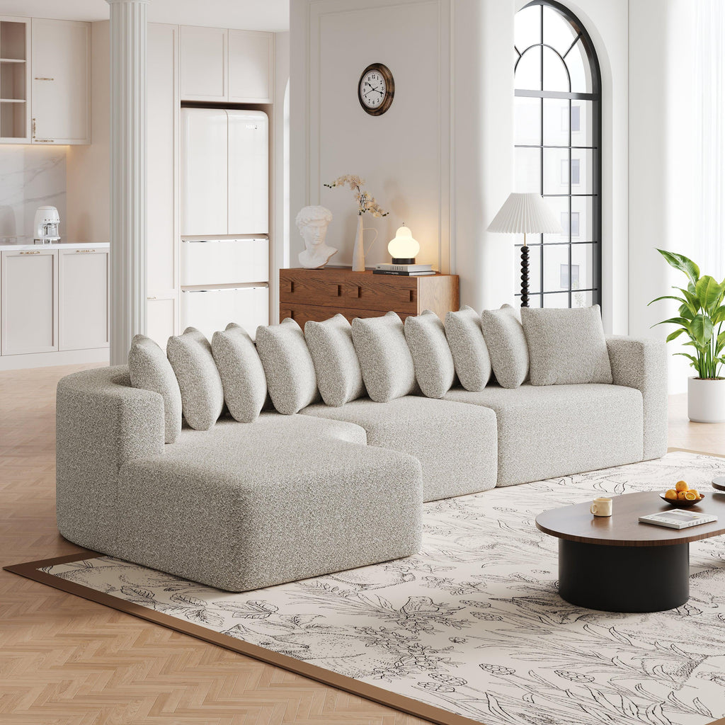 Chenille Sectional Sofa Set - Modern Curved Design.