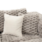 Modular Sectional Sofa Grey Bubble Velvet with Movable Ottomans.