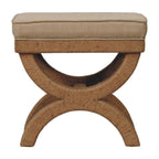 Solid Wood Bench with Rattan Arch Design.