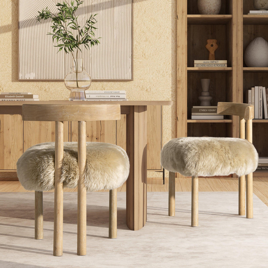 Genuine Sheepskin Dining Chair with Split Back Design.