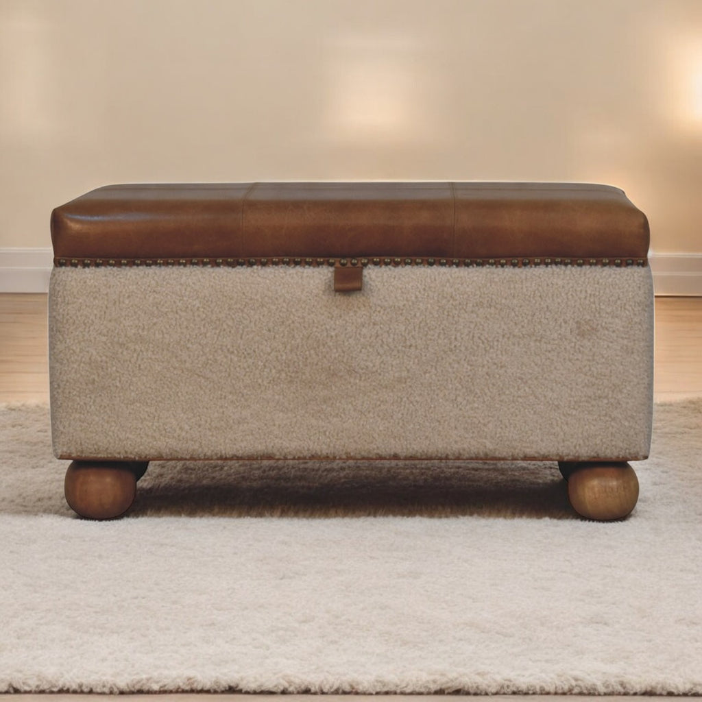 Boucle Lid-Up Storage Ottoman