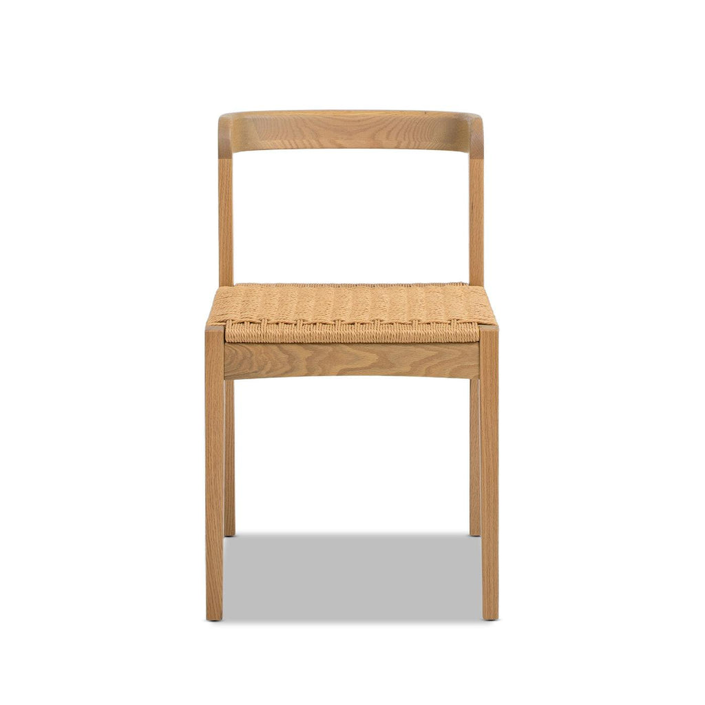 Capri Woven Seat Oak Wood Dining Chair Natural Brown Red Oak.