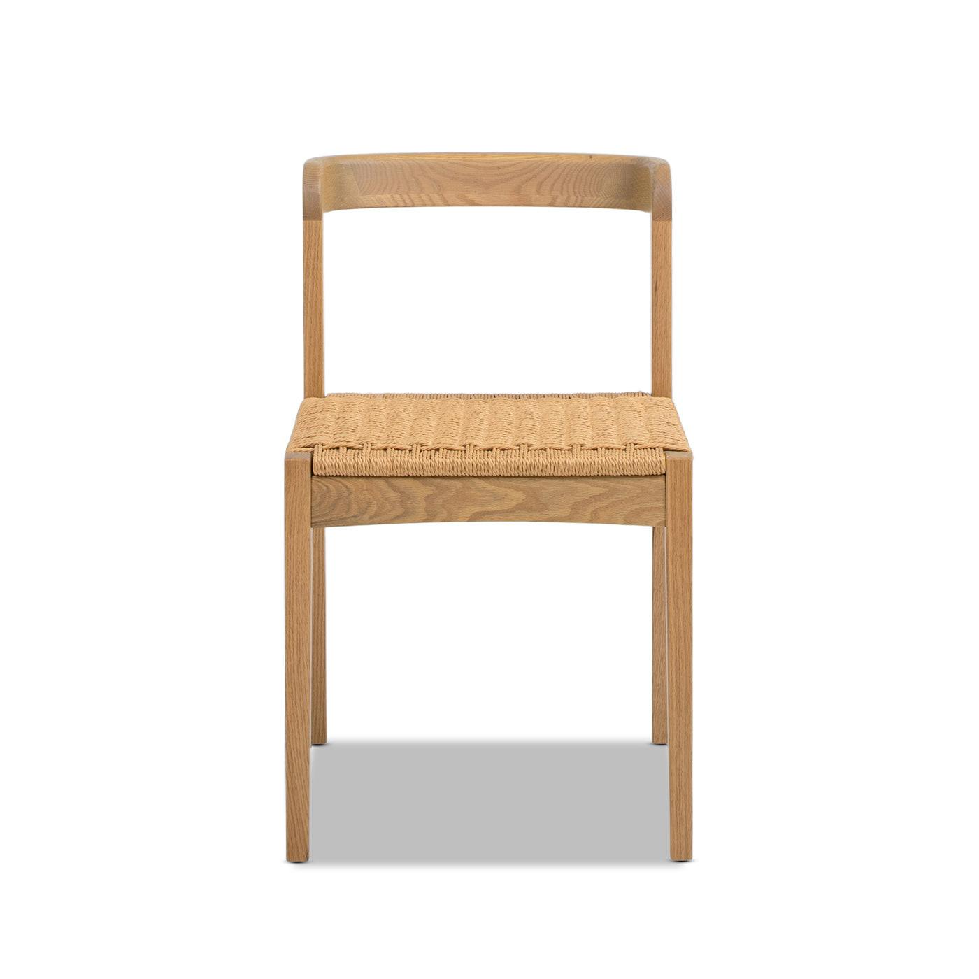 Capri Woven Seat Oak Wood Dining Chair Natural Brown Red Oak.
