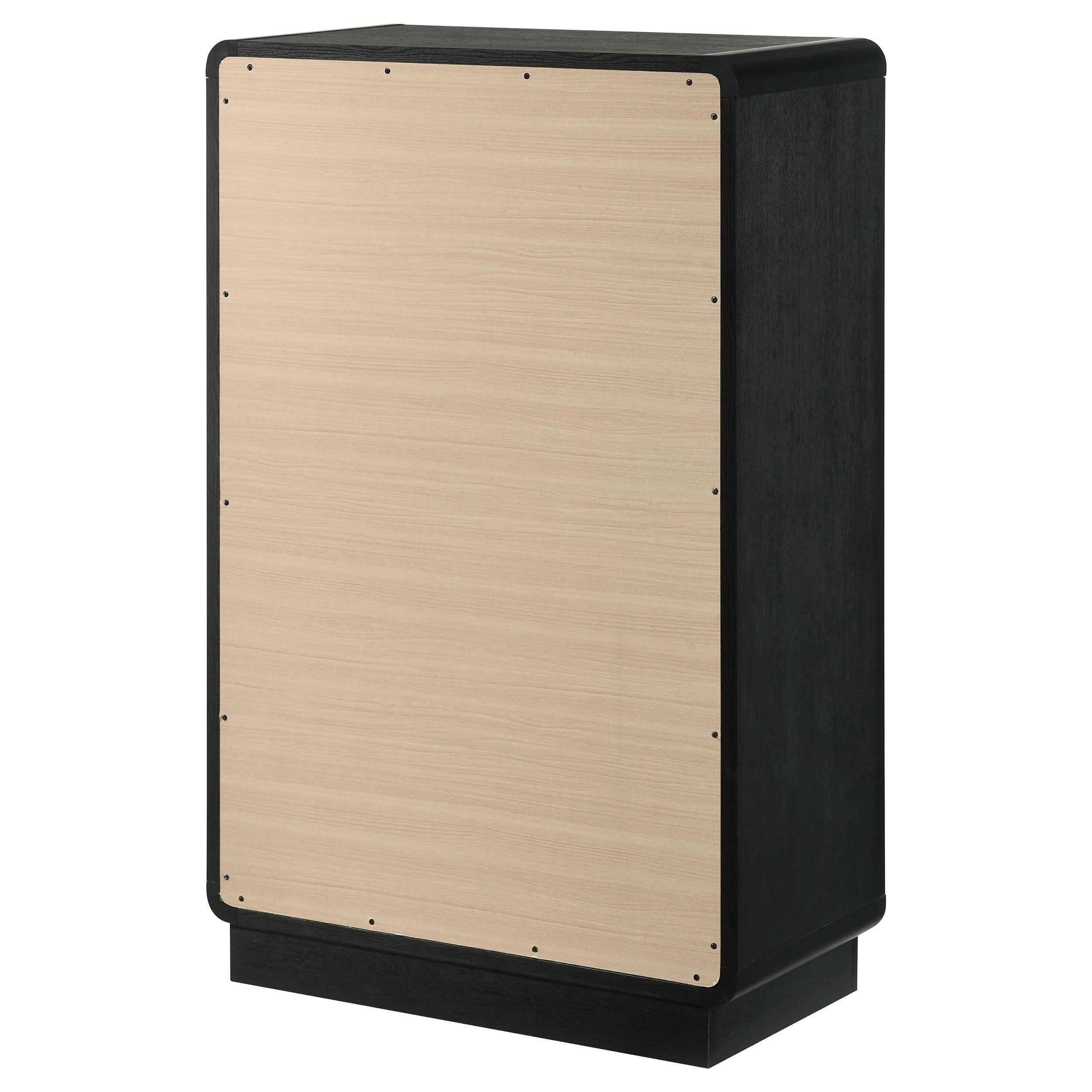 Burton Black 5-Drawer Chest of Drawers for Bedroom Storage.