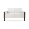 Teddy Fabric Mid-Century Modern 2-Seater Loveseat with Walnut Legs