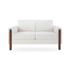 Teddy Fabric Mid-Century Modern 2-Seater Loveseat with Walnut Legs