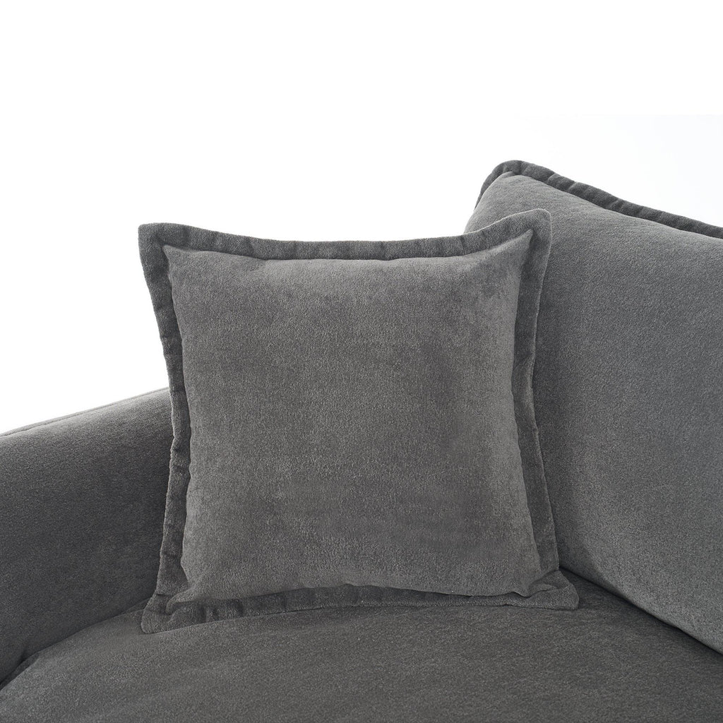 Modular Sectional Sofa - Grey Chenille Couch Set.