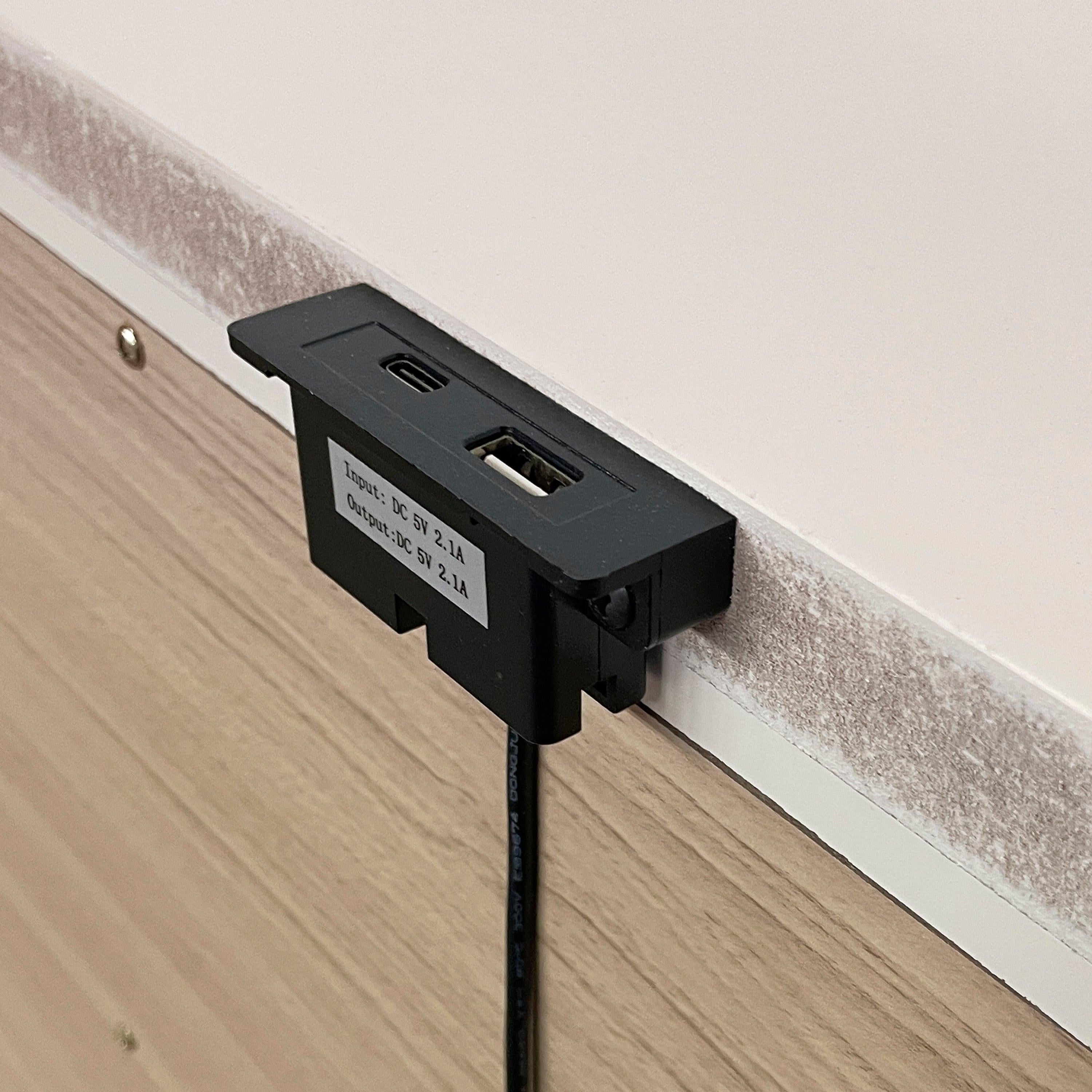 Modern Two-Drawer Nightstand with USB Ports for Bedroom.