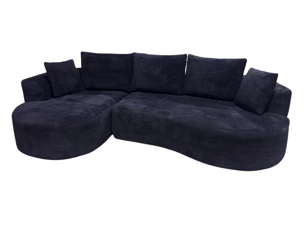 Curved Sectional Couch 2 Piece Set - Black.