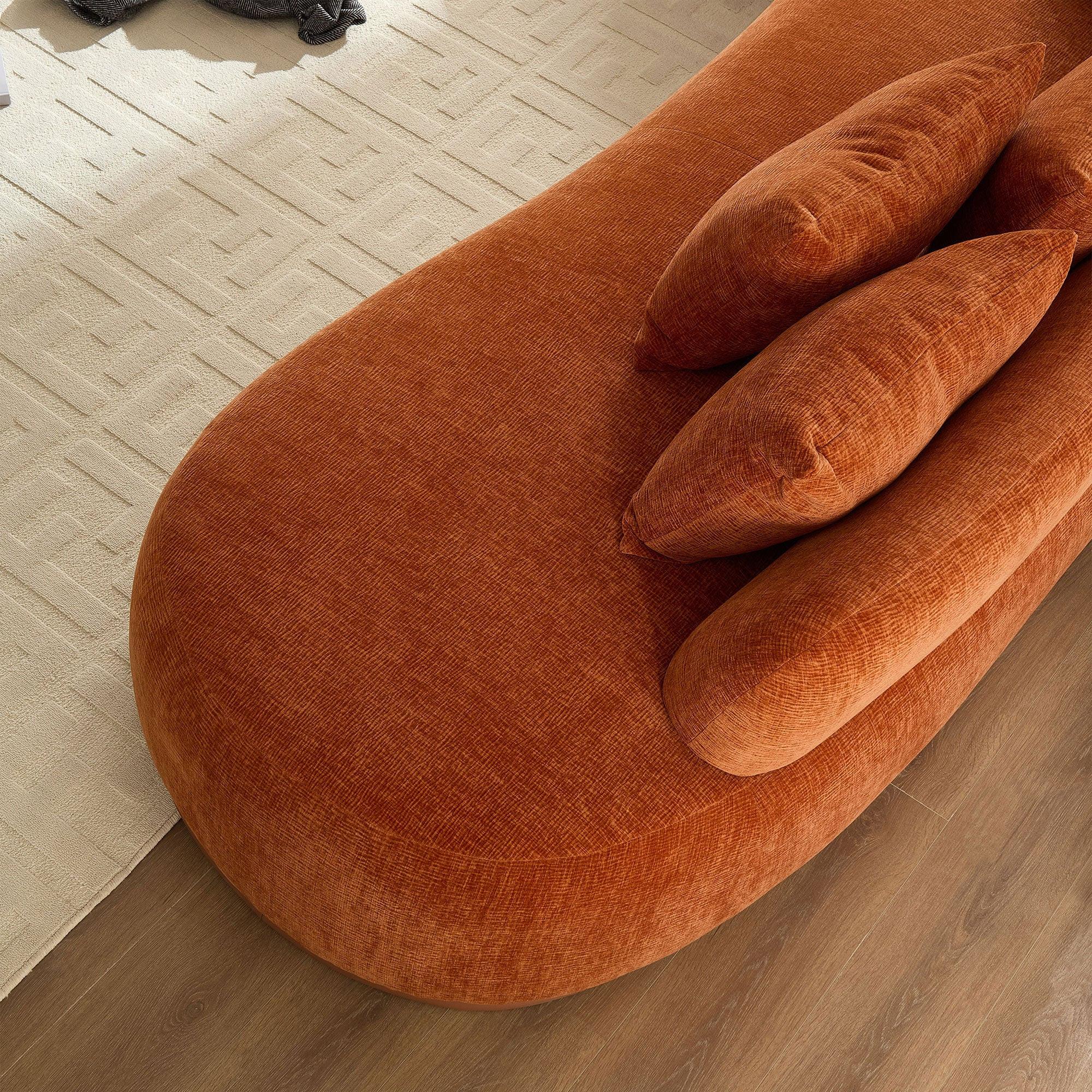 Oversized L-Shape Sofa with Ottoman in Orange.