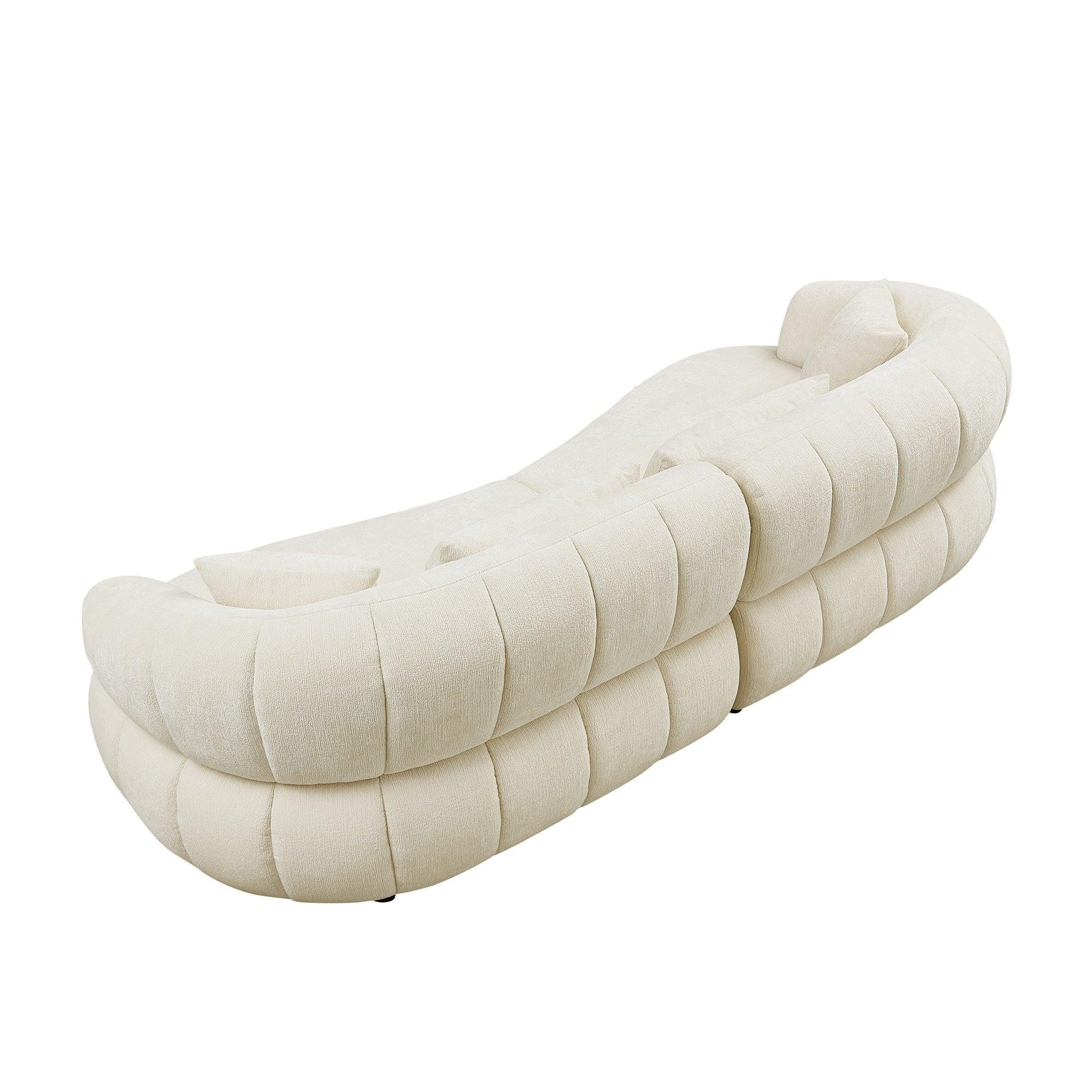 Modern Curved Sectional Sofa for Living Room - Beige.