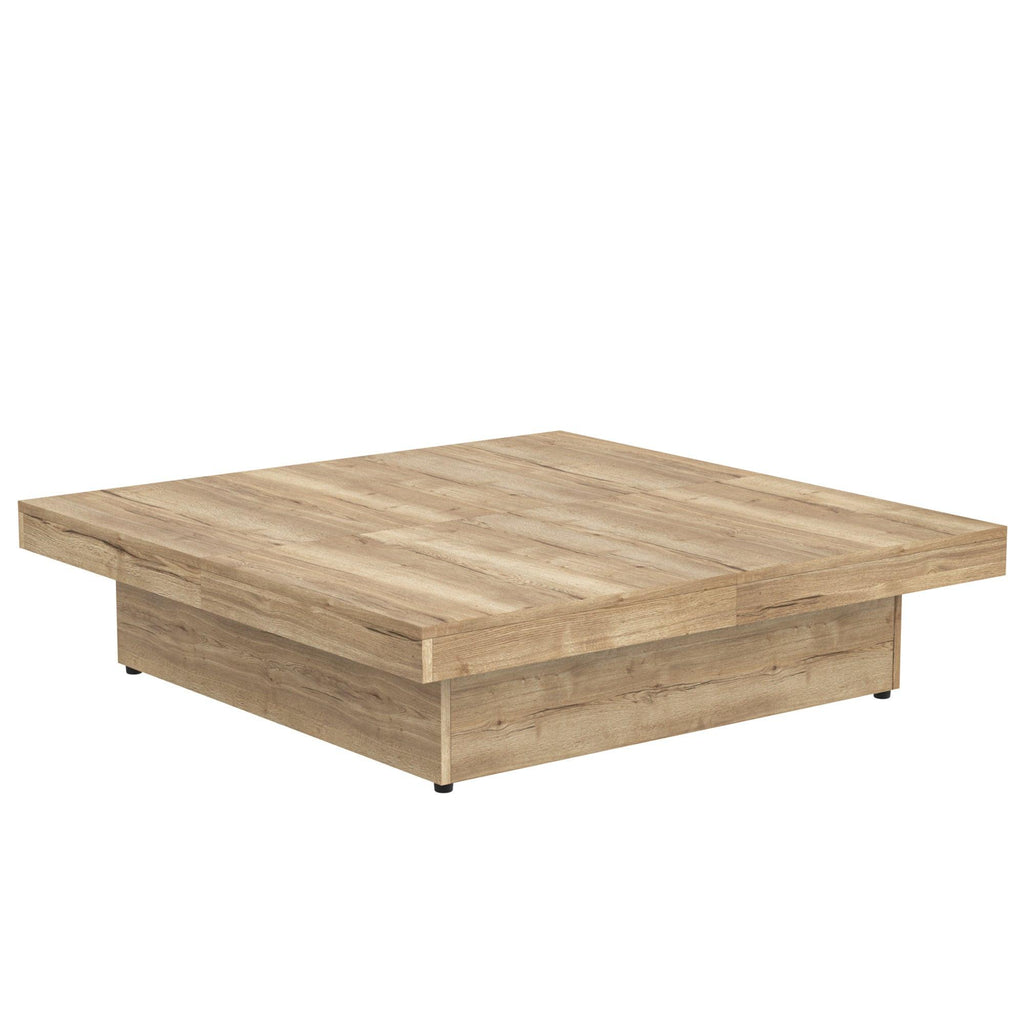 Sliding Top Coffee Table with Storage in Natural Wood Grain.