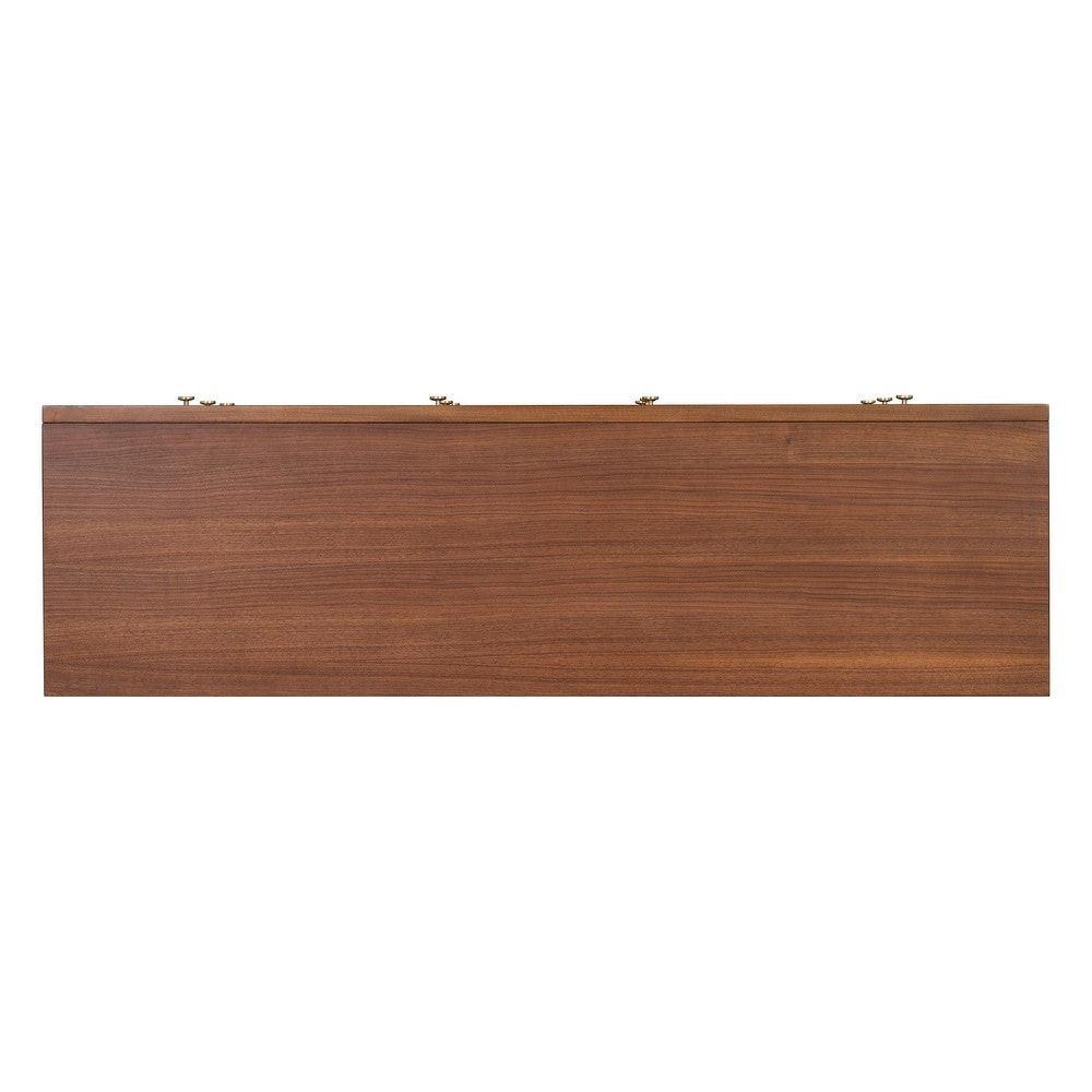 Walnut 6-Drawers Dresser with Gold-Capped Legs.