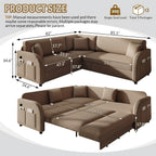 85.1' L-Shaped Pull-Out Sofa Bed with USB Port.