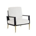 Mid-Century Modern Armchair - White Velvet and Gold Legs.