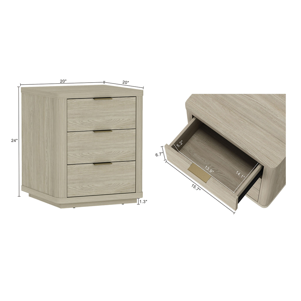 Evelyn 20' Nightstand in Natural (3-Drawer)