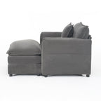 Chenille Recliner Chair with Movable Ottoman for Comfort.