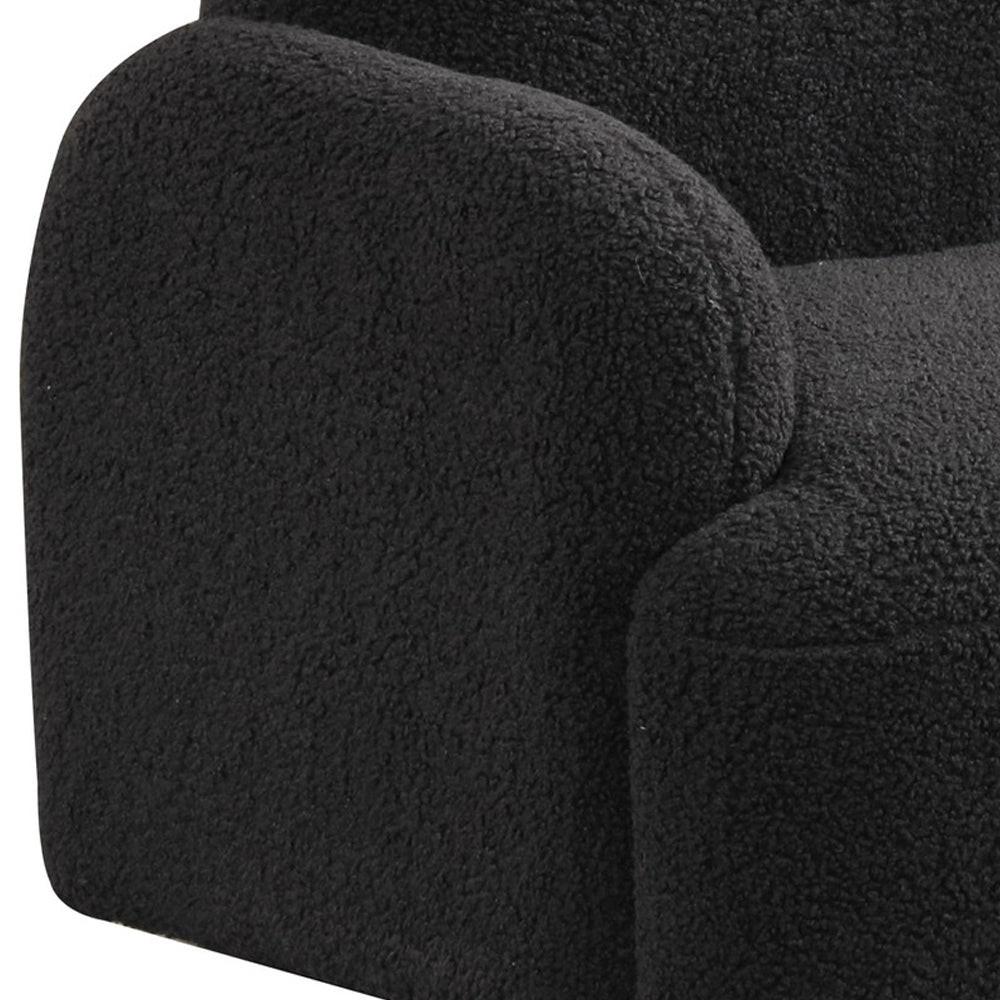 Sherpa Upholstered Bear-Shaped Kids Armchair, Black.