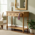 TREXM Daisy Series Console Table Traditional Design with Two Drawers and Bottom Shelf (Natural)