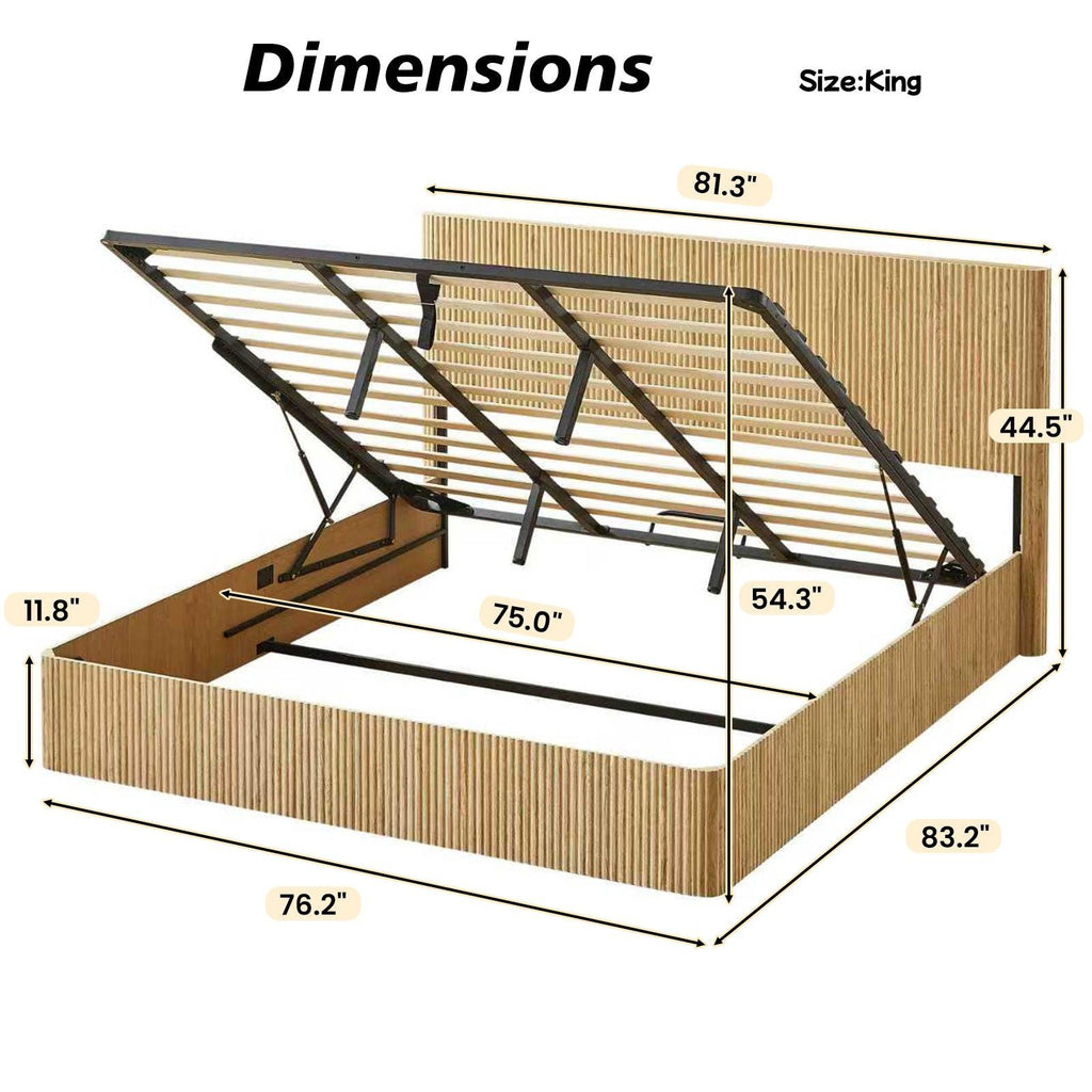 King Size Lift Up Storage Bed Frame with Hydraulic Storage.