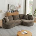Dark Brown Corduroy 4-Seater L-Shape Modular Sectional Sofa