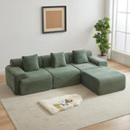 114-Inch Modular Corduroy Sofa with Adjustable Configuration.