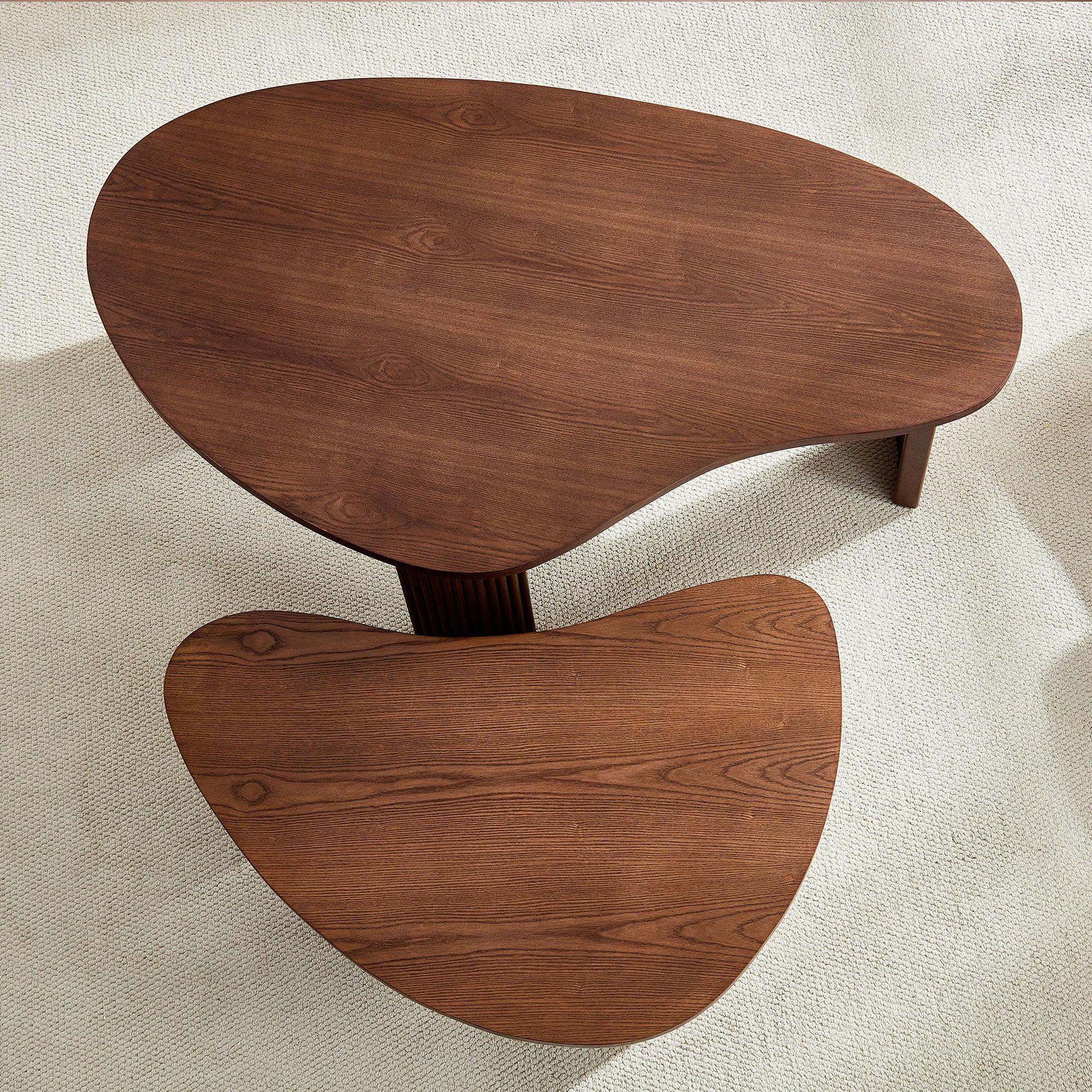 2-Piece Modern Irregular Coffee Table Set for Living Room.
