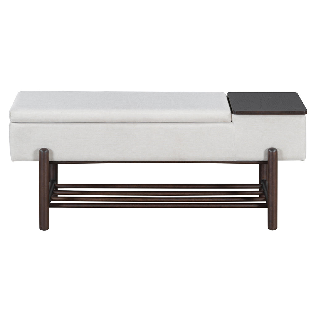 TREXM Farmhouse Upholstered Storage Bench with Hidden Compartment, Modern Entryway Bench for Living Room, Entryway, and Hallways (Espresso)