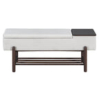 TREXM Farmhouse Upholstered Storage Bench with Hidden Compartment, Modern Entryway Bench for Living Room, Entryway, and Hallways (Espresso)