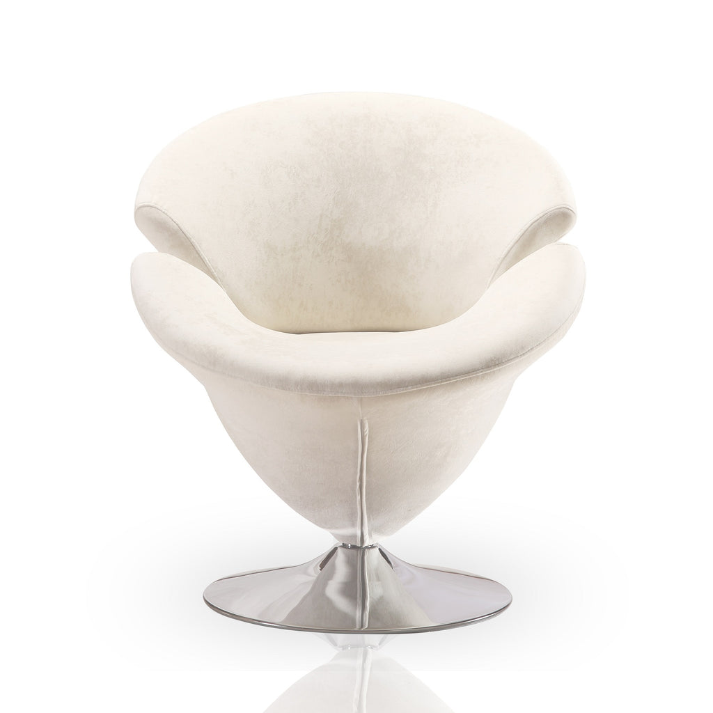 Tulip Velvet Swivel Lounge Chair in White