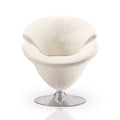 Tulip Velvet Swivel Lounge Chair in White