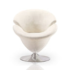 Tulip Velvet Swivel Lounge Chair in White