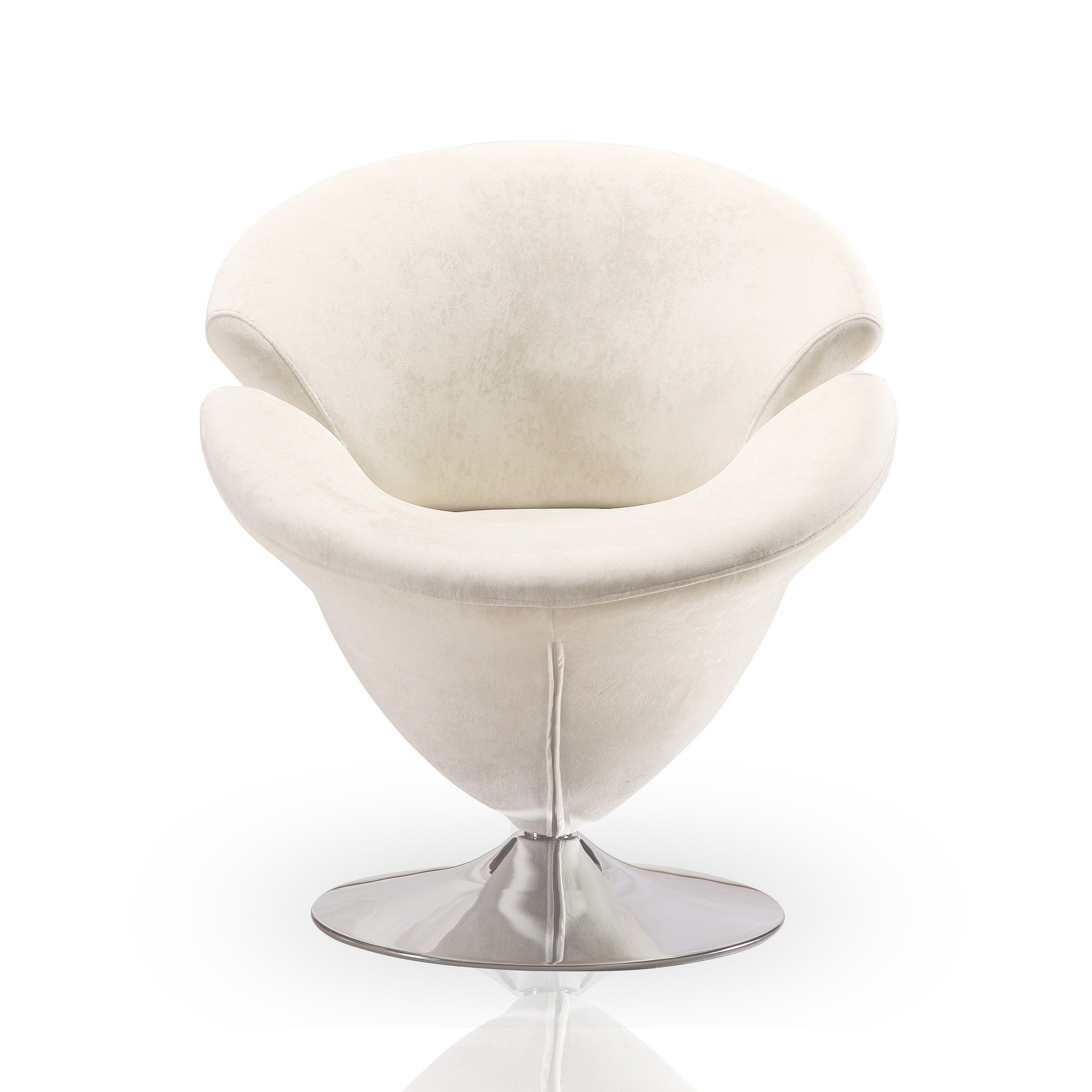 Tulip Velvet Swivel Lounge Chair in White
