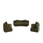 Chenille Curved Sectional Sofa with 6 Pillows.