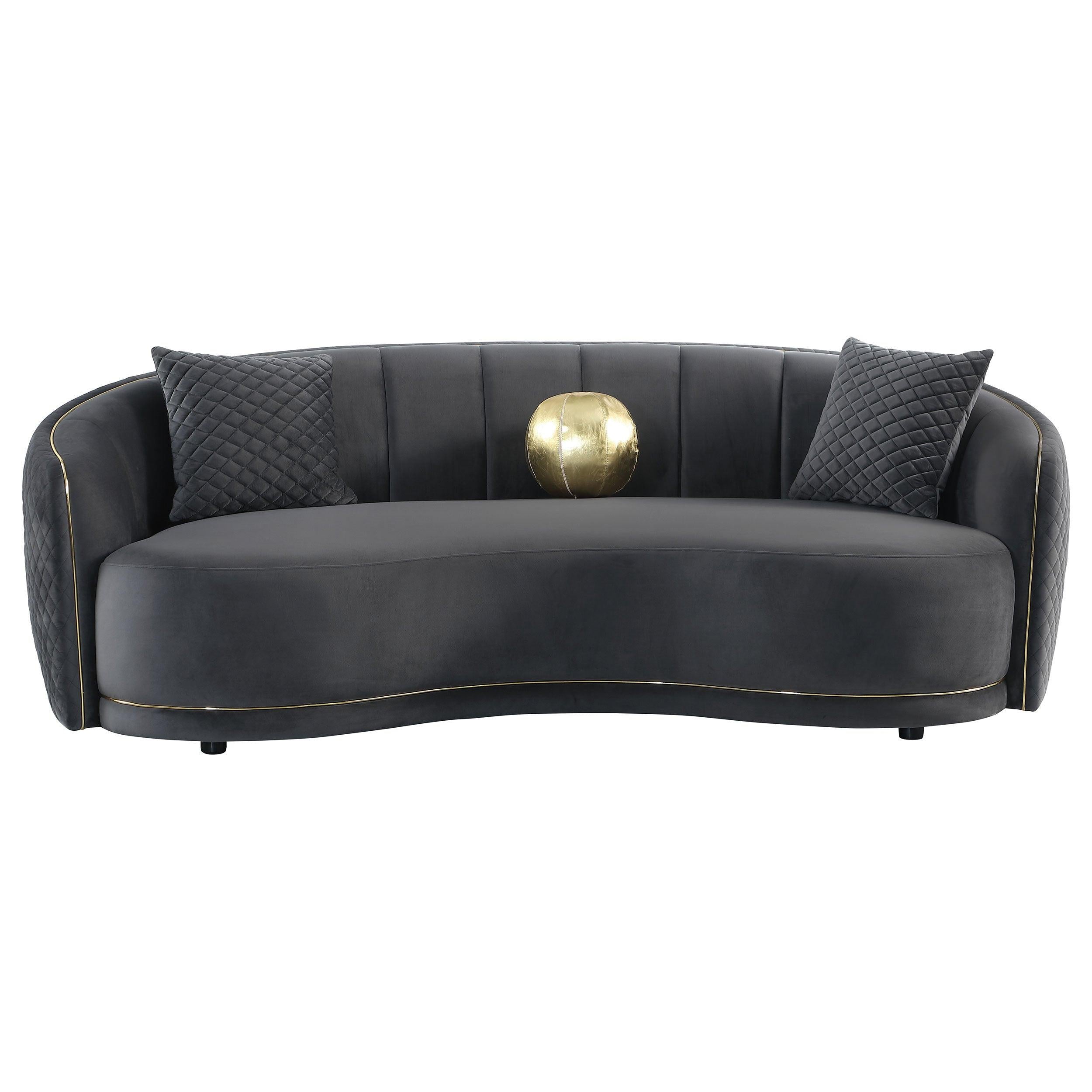 Lorraine Dark Grey Upholstered Sofa Set.