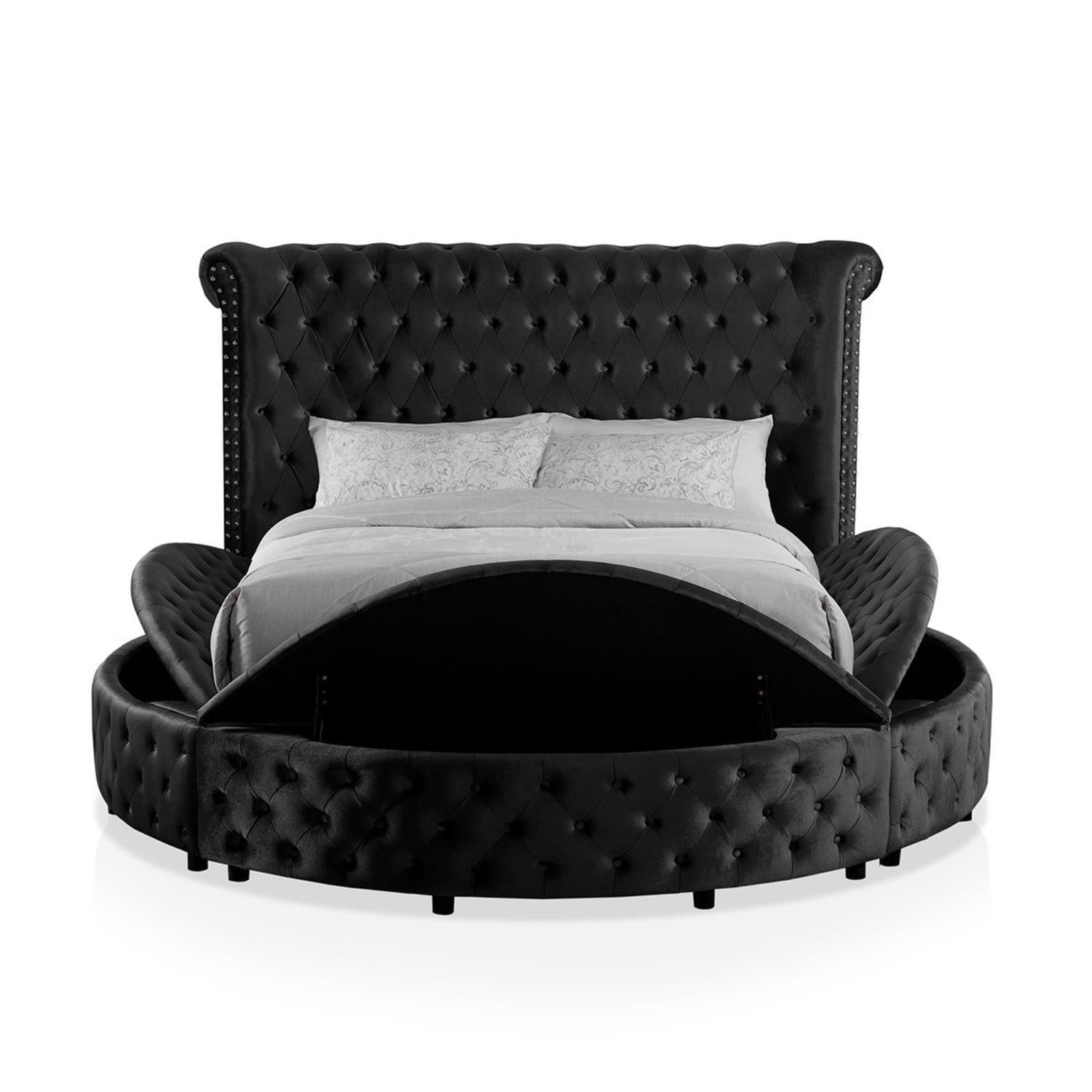 Glam Round Bed with Wingback and USB Charging.