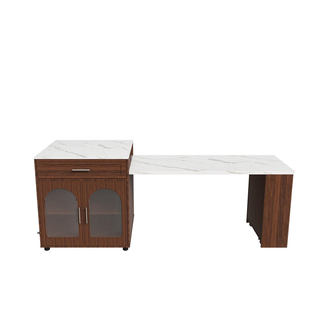 80-inch Expandable Kitchen Island with Dining Table.