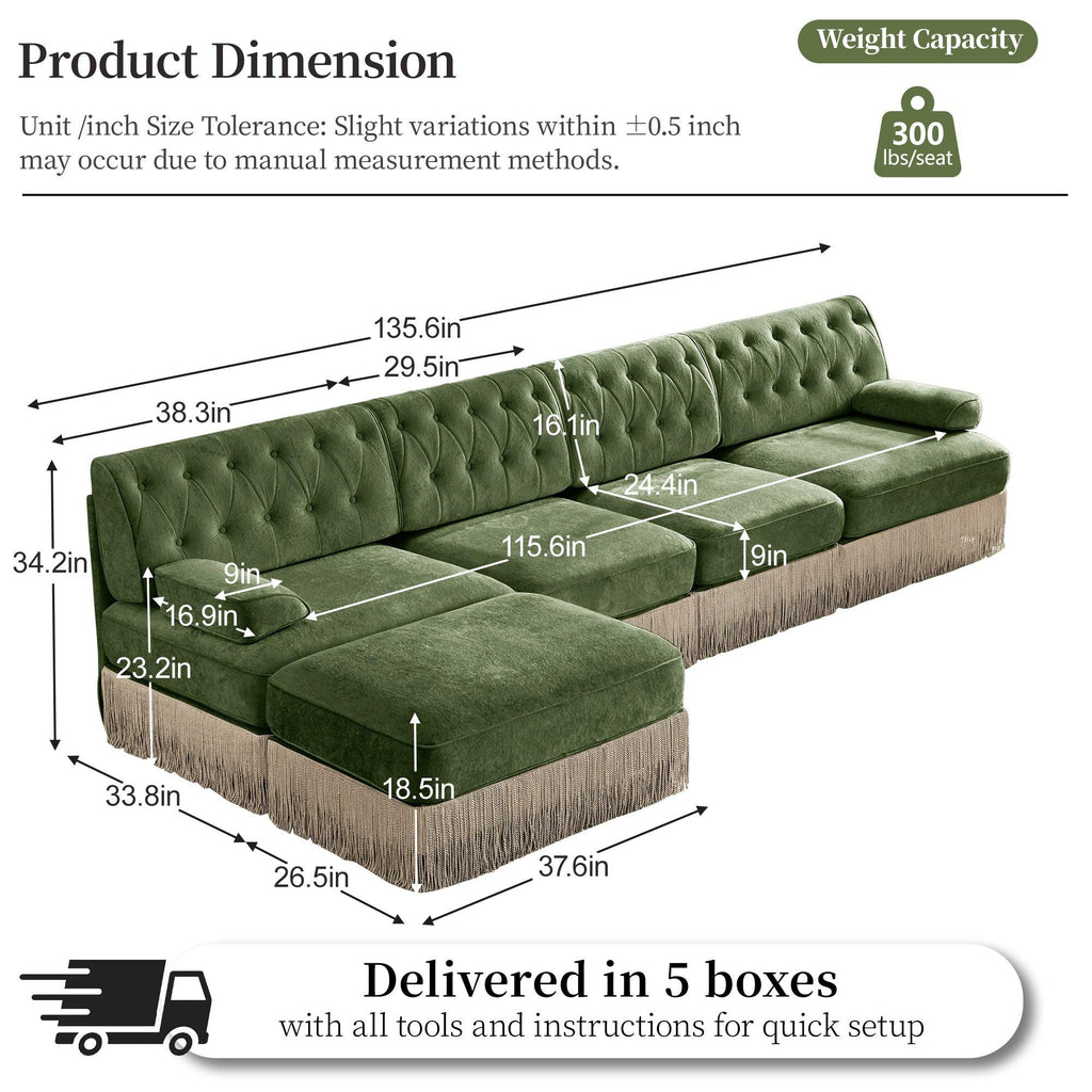 Pet-Friendly Velvet Sectional Sofa for Living Rooms.