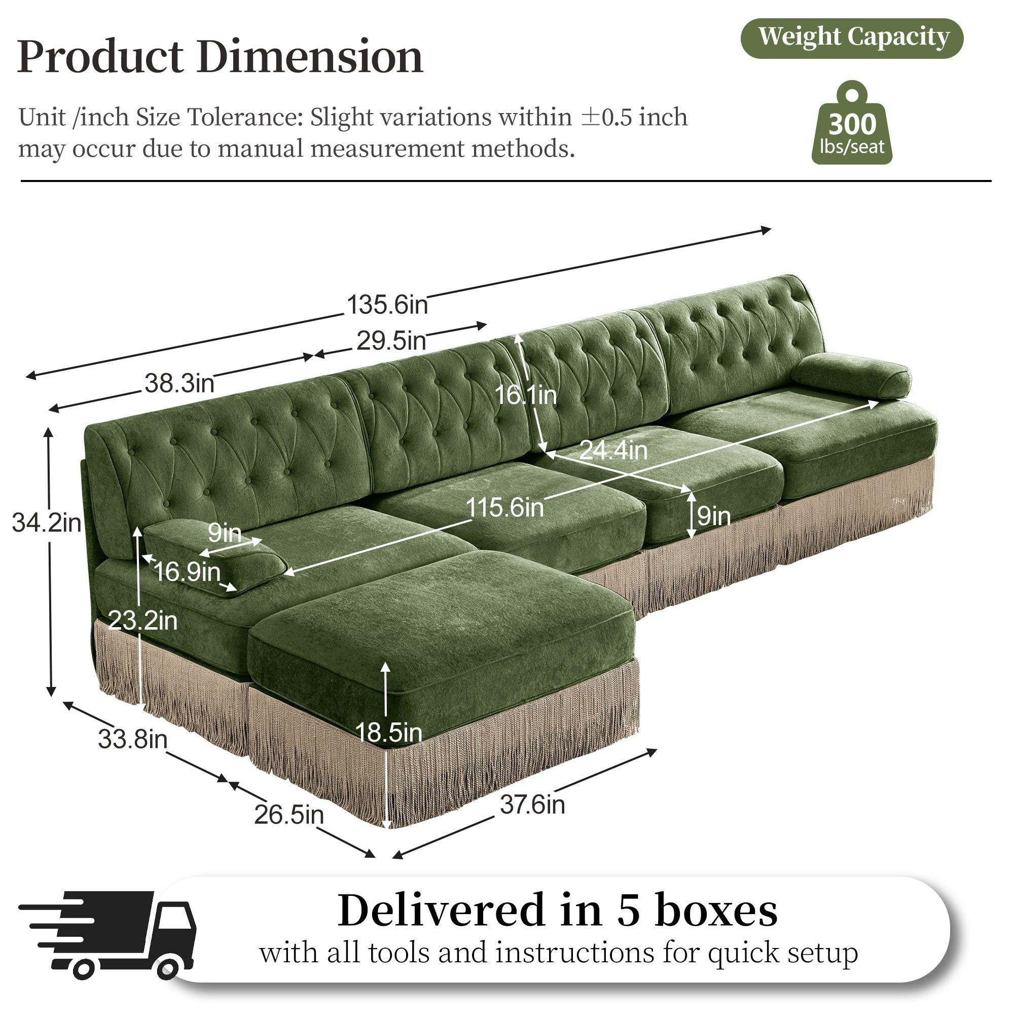 Pet-Friendly Velvet Sectional Sofa for Living Rooms.