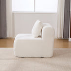 31' Modular Cloud Armless Accent Chair with Ottoman Set, Modern Boneless Deep Seat Single Sofa Soft Lounger with Footstool Throw Pillow for Living Room, Bedroom, Dorms, No Assembly Required, Ivory