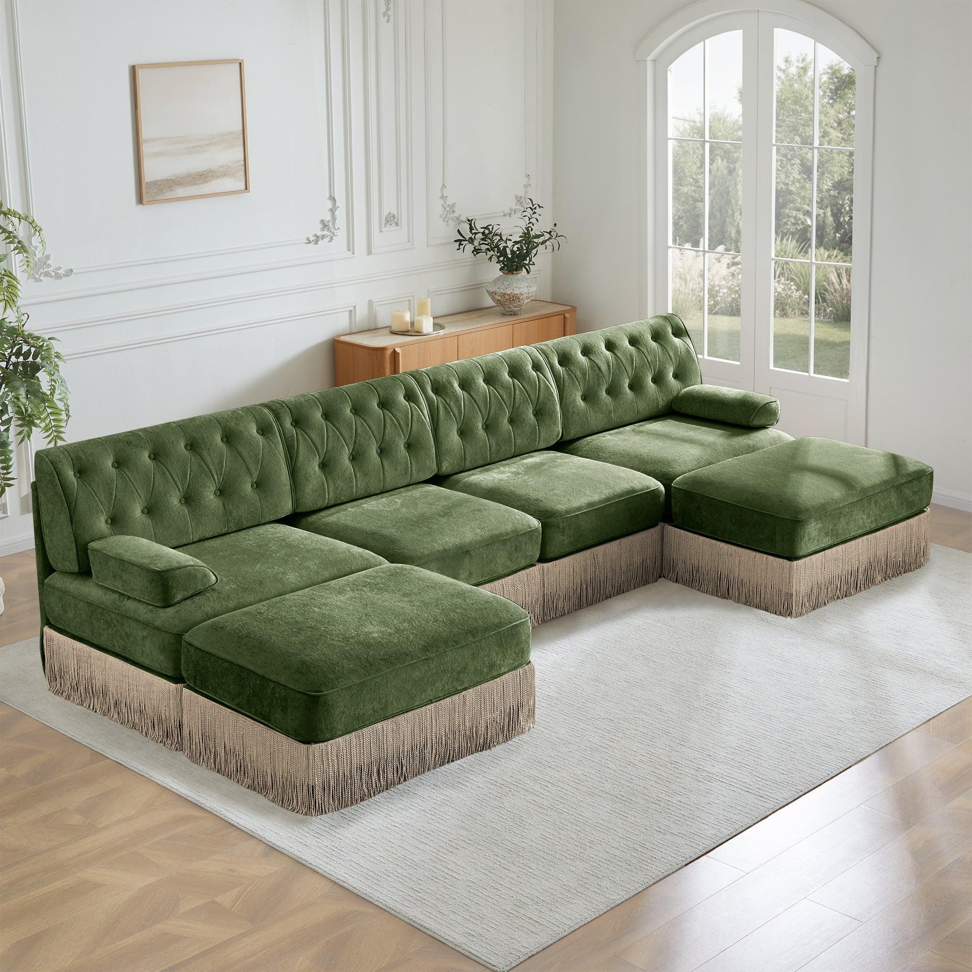4-Seater Cloud Modular Sectional Sofa with Ottomans.