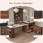 80-Inch Expandable Kitchen Island Dining Set with 4 Chairs.