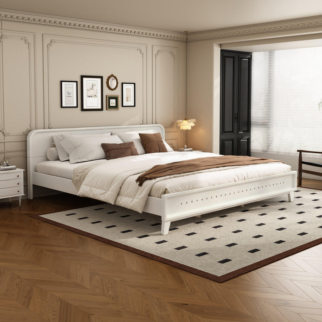 Pine Solid Wood King Size Bed - No Box Spring Needed.