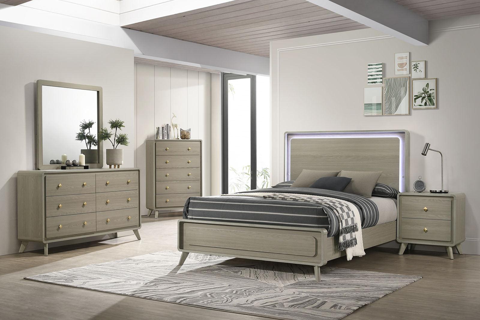 Gray Contemporary Nightstand with 2 Drawers.