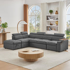 Grey Sectional Sofa with Storage Ottoman for Comfort.