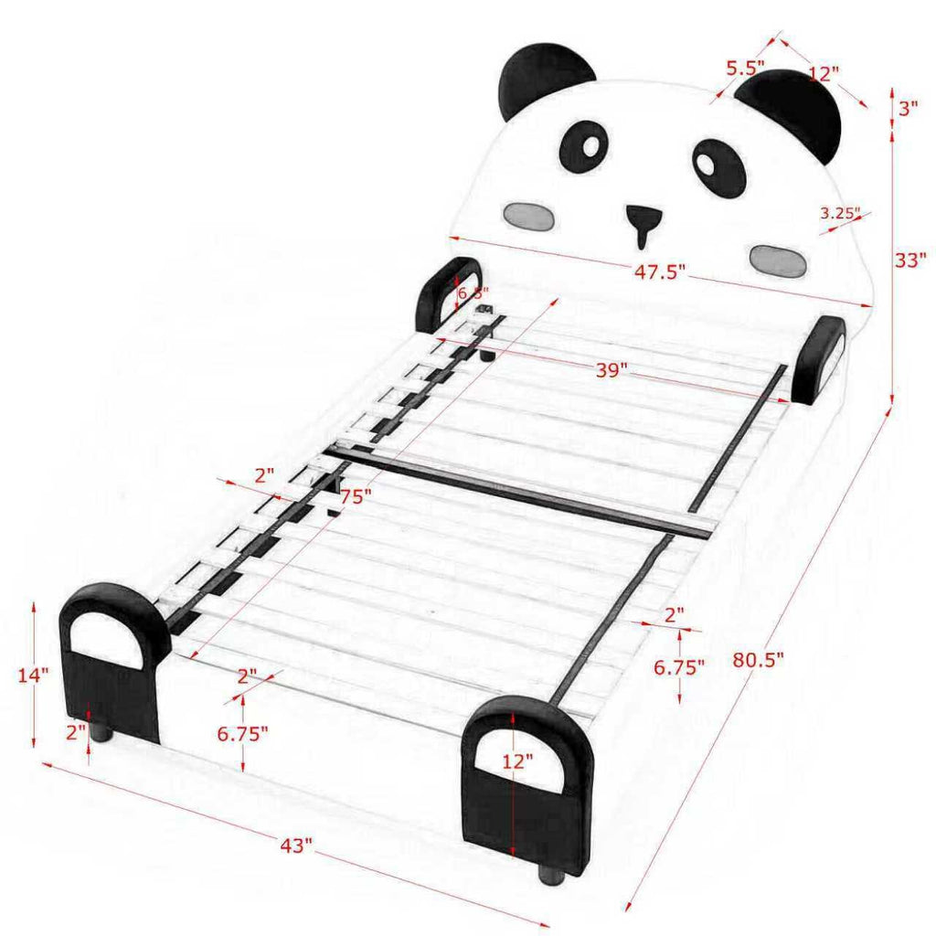 Twin Size Panda Kids Bed with Soft Padded Edges.