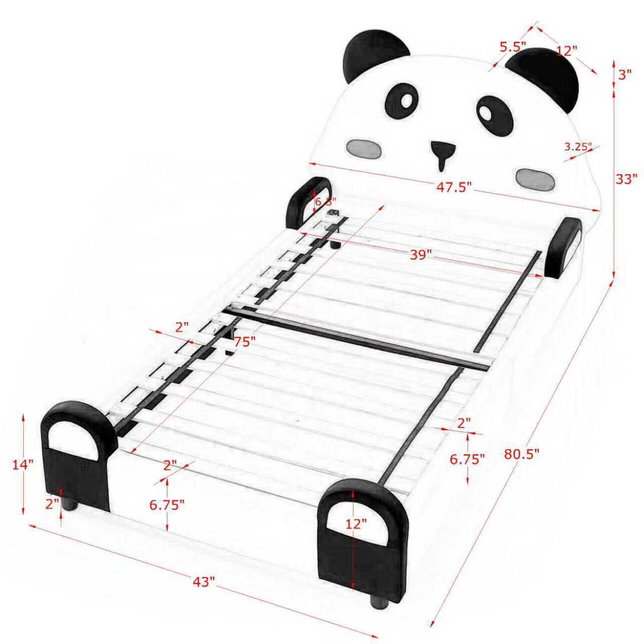 Twin Size Panda Kids Bed with Soft Padded Edges.