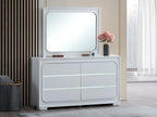 Milan 61-Inch Modern Wood Dresser in White with LED Accent Lighting